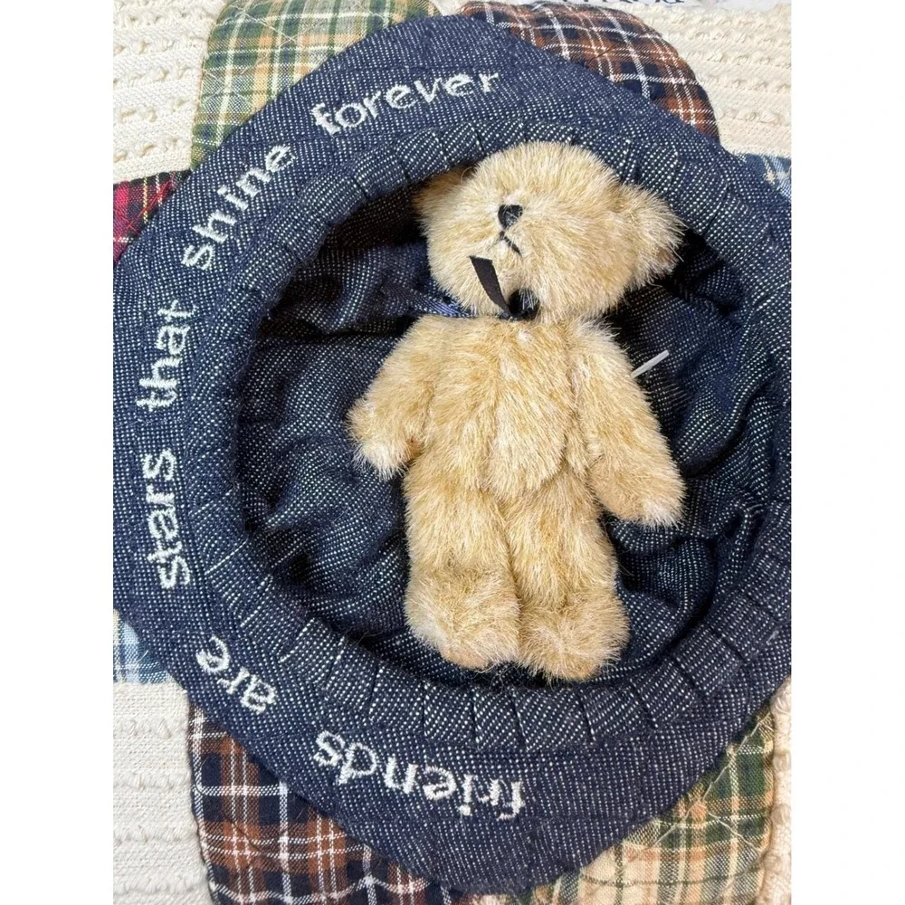 Boyds Home Teddy Bear Patchwork Pillow Friends Are‎ Stars That Shine Forever